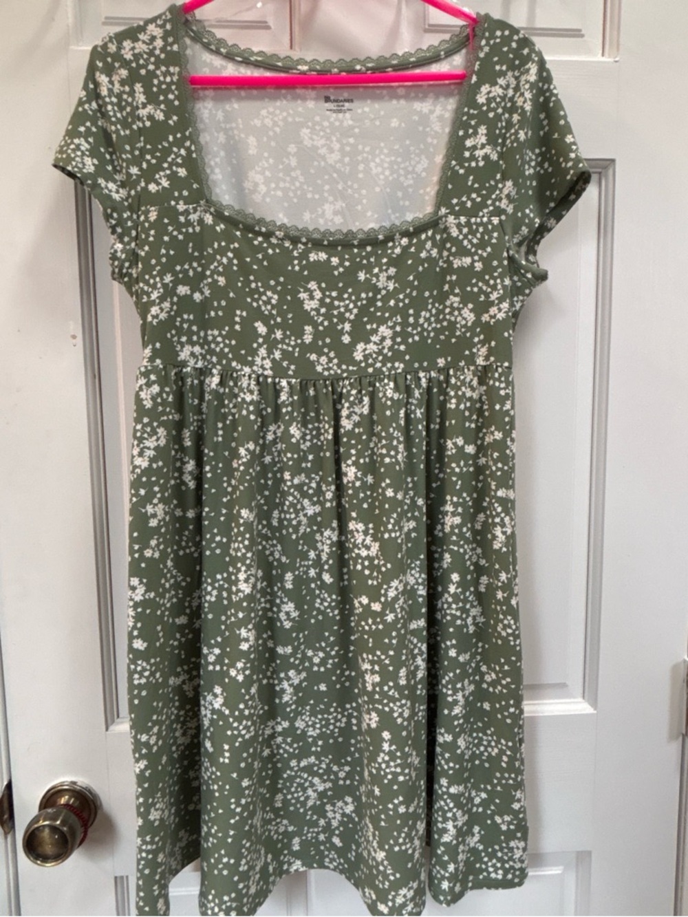 No Boundaries Sage Green Floral Square Neck Babydoll Dress